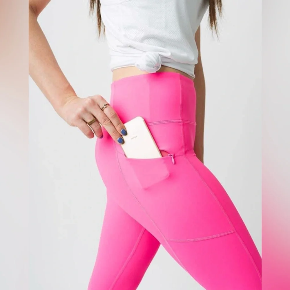 Pink Zipper Pocket Light n Tight Hi Rise Crop 17” (6-8) ZYIA NWT 791 - Picture 3 of 14